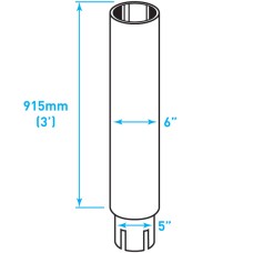 Exhaust Chrome Stack Reducing / Straight / Expanded Notched End / 6"-5" x 36"